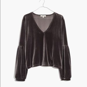 Madewell Velvet puff sleeve blouse